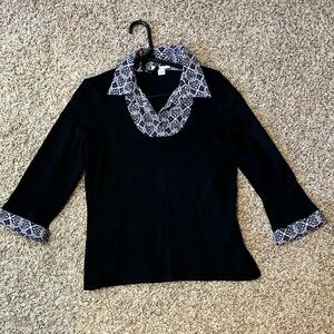 dressbarn Black Sweater with Patterned Details